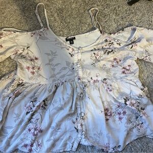 Torrid Floral Button-Down Blouse - White and Pink